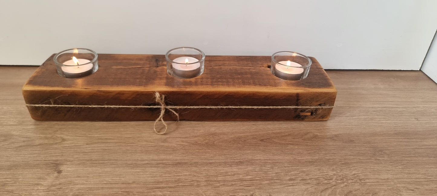 Reclaimed wood tea light candle holder