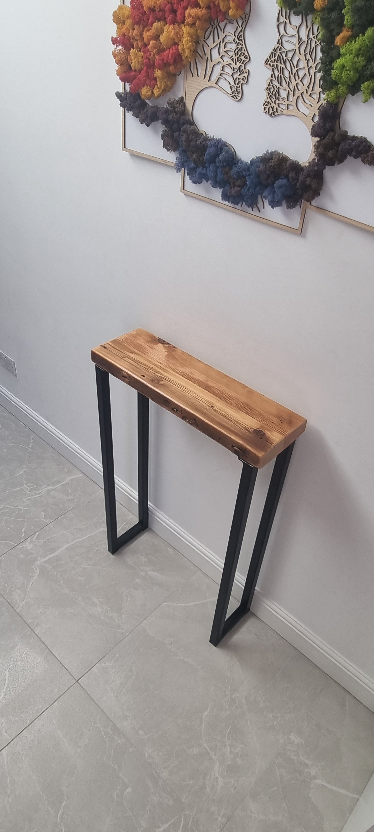 Narrow console table with square legs