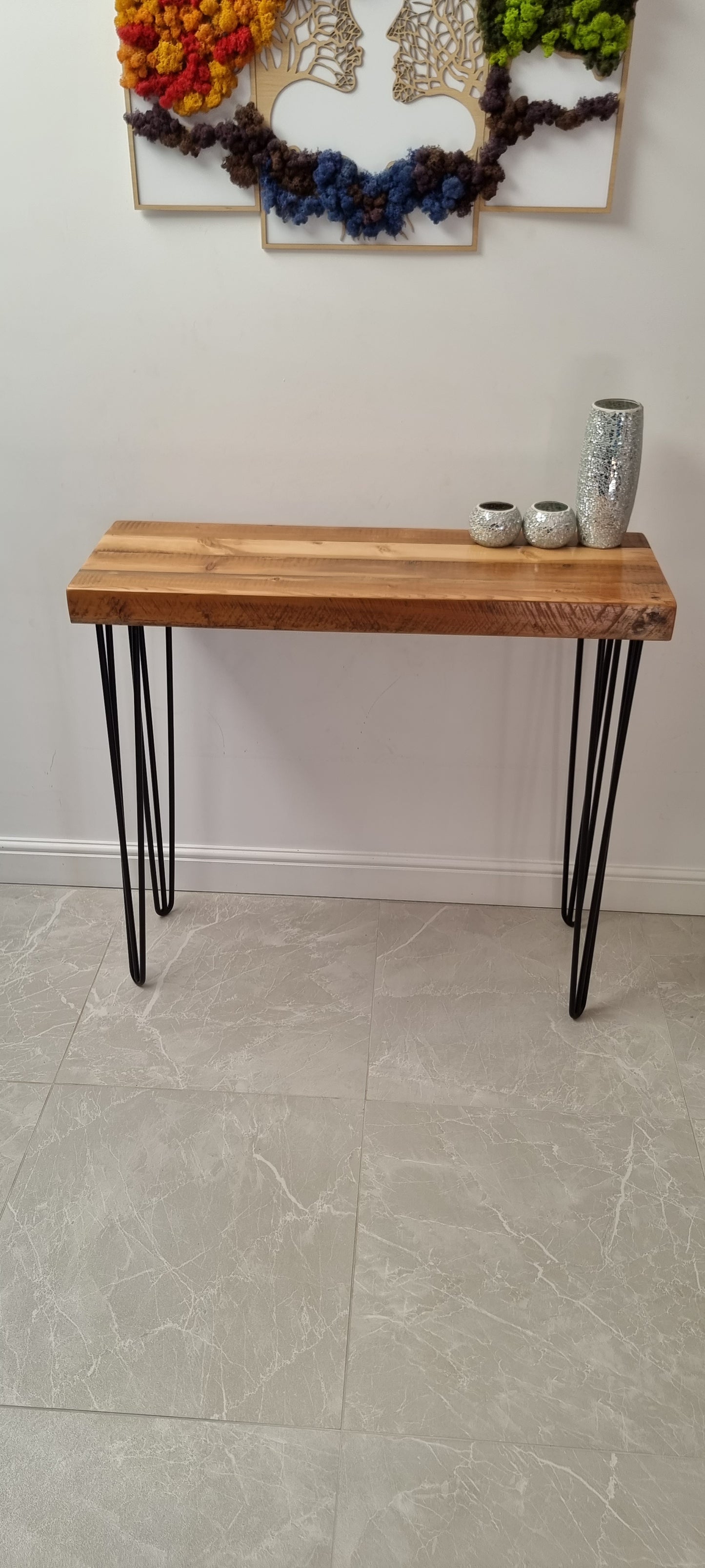Console table with hairpin legs 90cm height