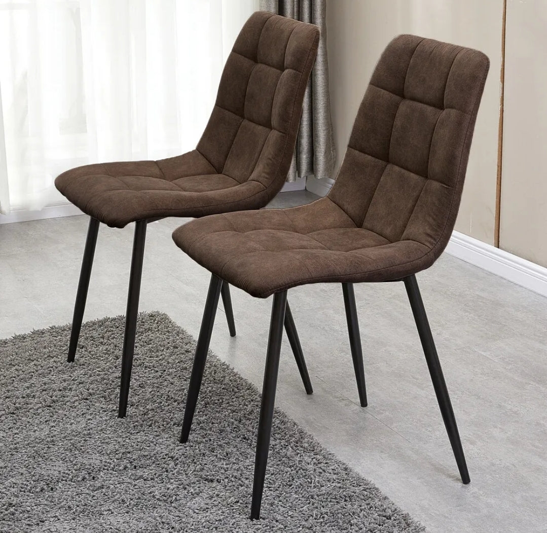 Brown PU leather chairs set of 2