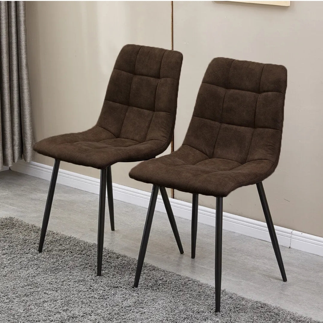 Brown PU leather chairs set of 2