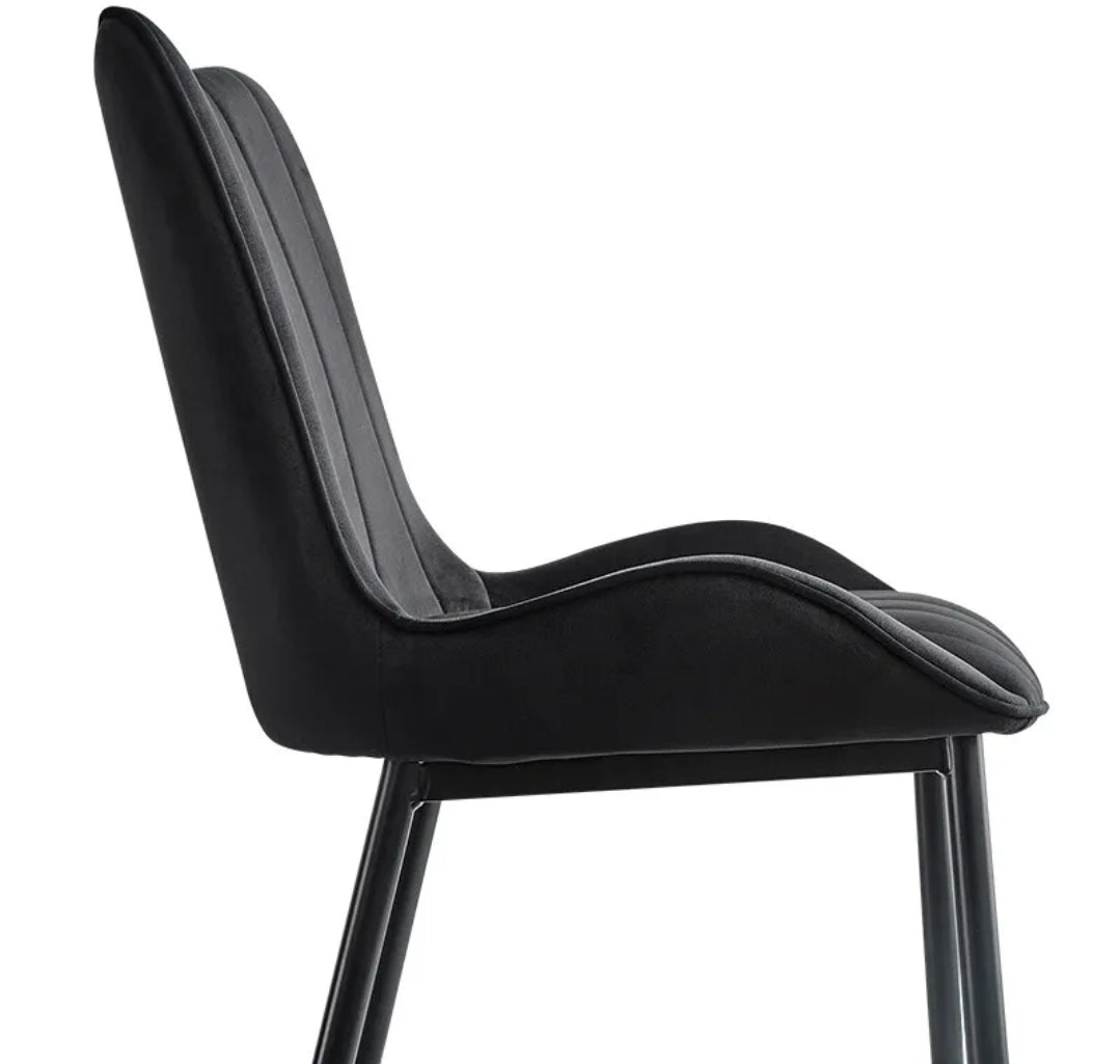 Velvet black chairs.  Set of 2