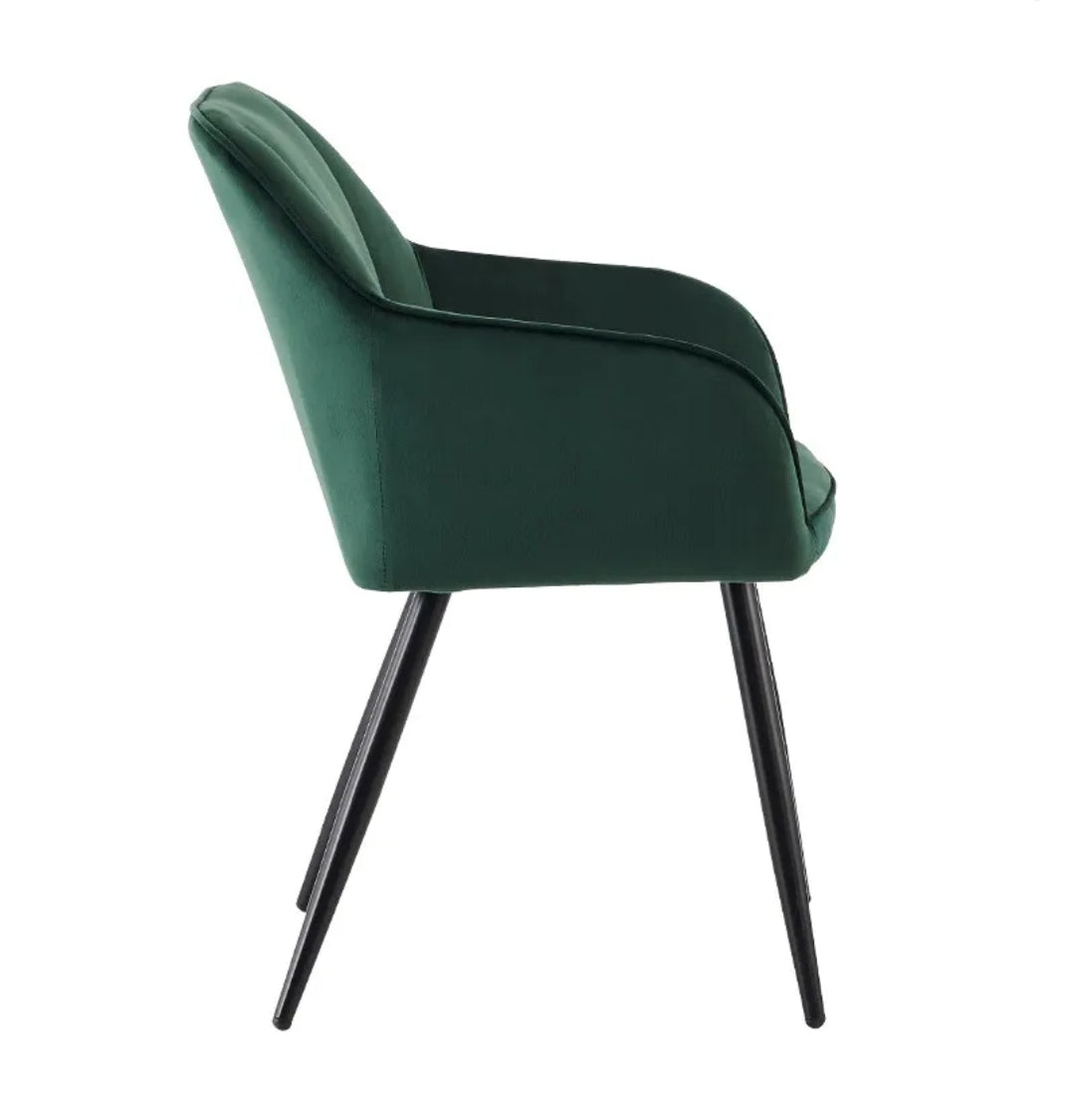 Green velvet chairs. Set of 2