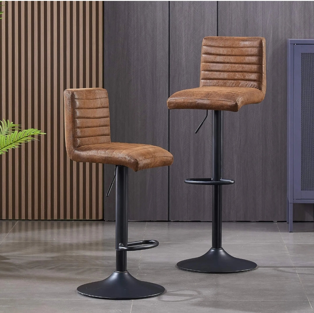 Brown pu leather bar stools  set of 2