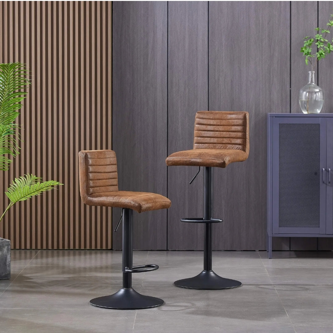 Brown pu leather bar stools  set of 2