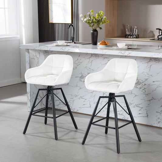 White velvet bar stools. Set of 2