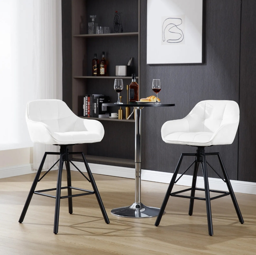 White velvet bar stools. Set of 2