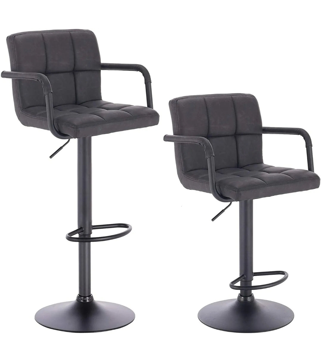 Pu leather bar stools. Set of 2. Black or brown