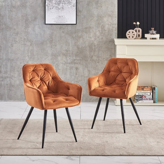 Orange velvet chairs. Set of 2