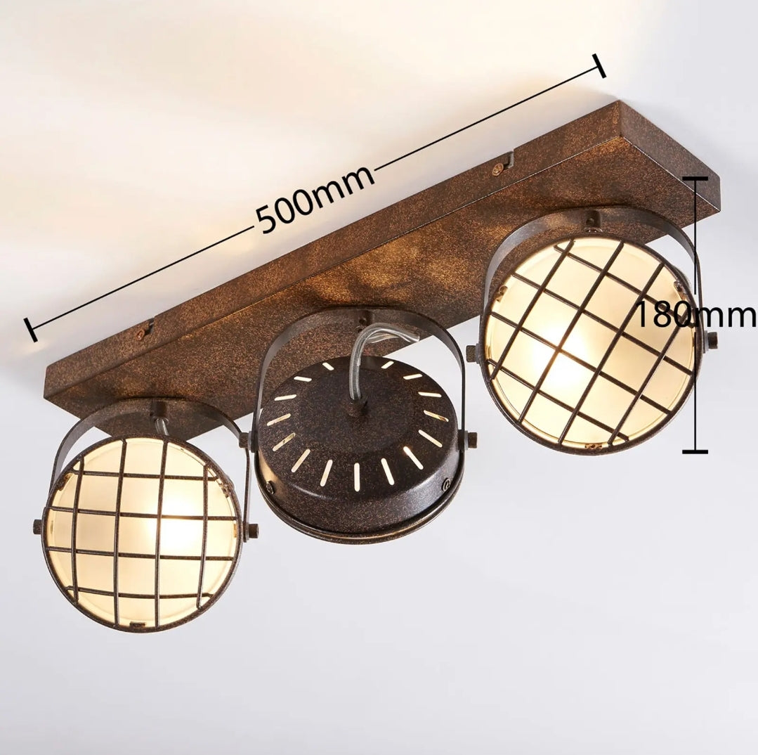 Retro ceiling light. Rusted steel effect