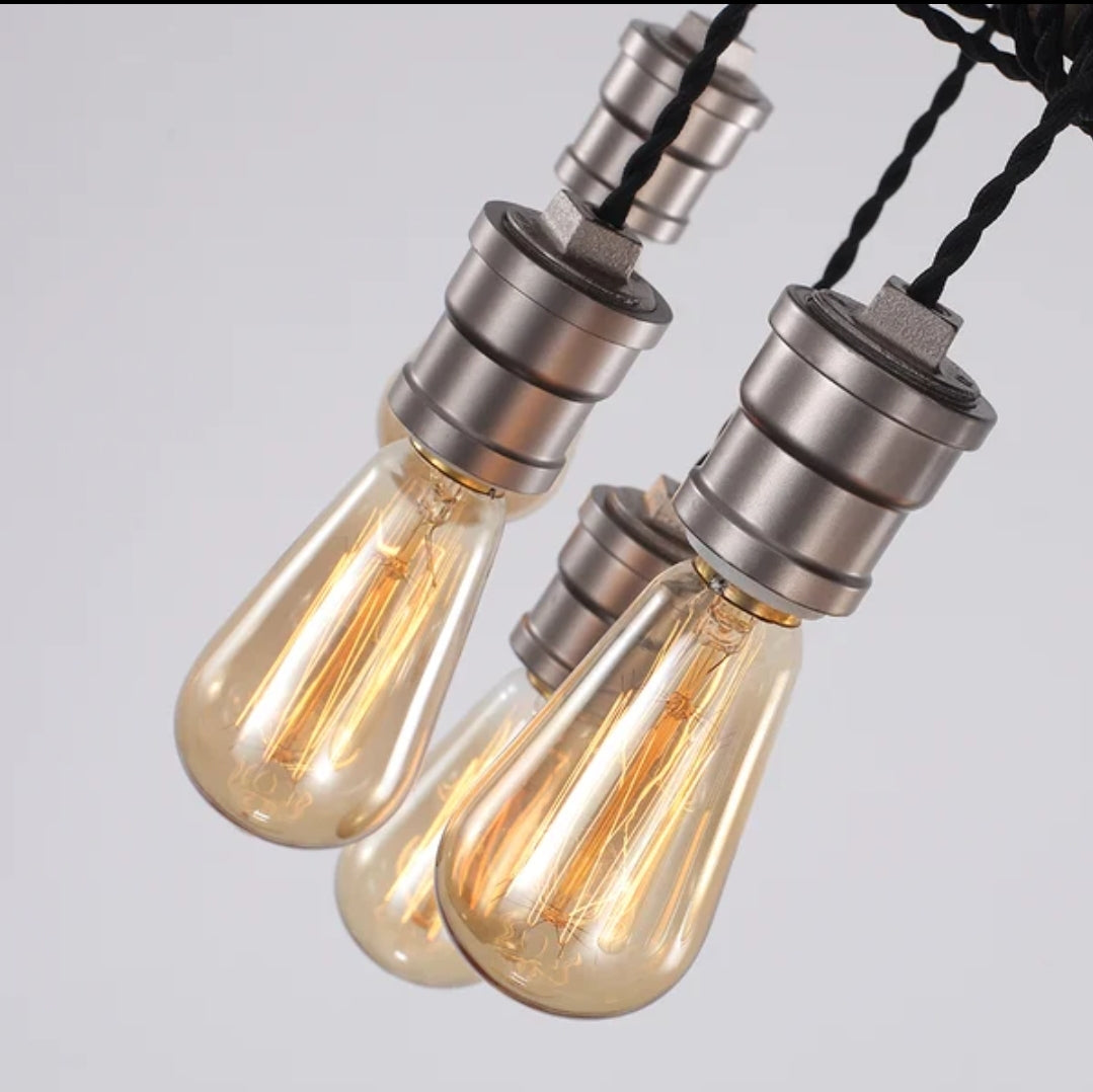 Industrial 8-Light Wood Beam pendant light