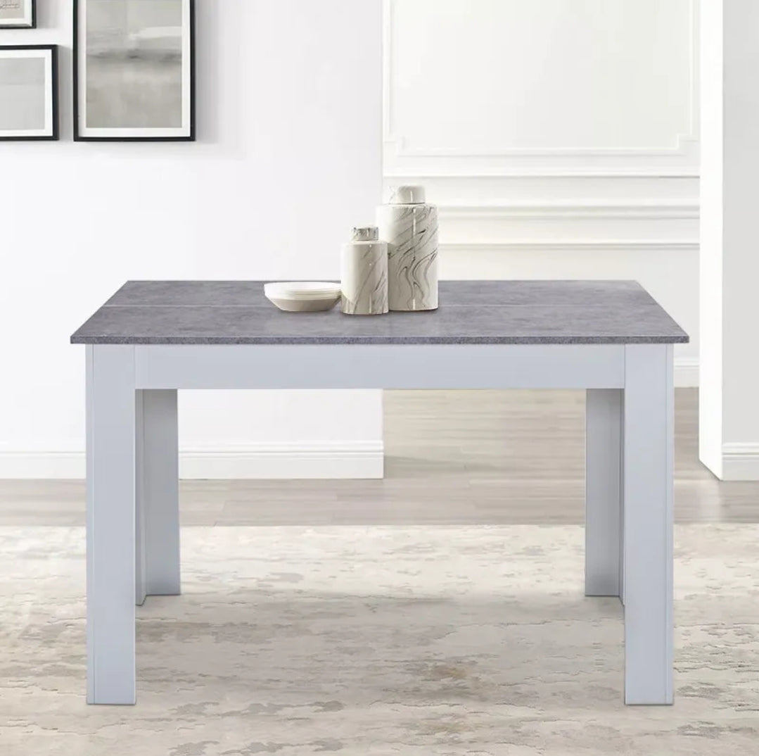Grey top and white legs dining table