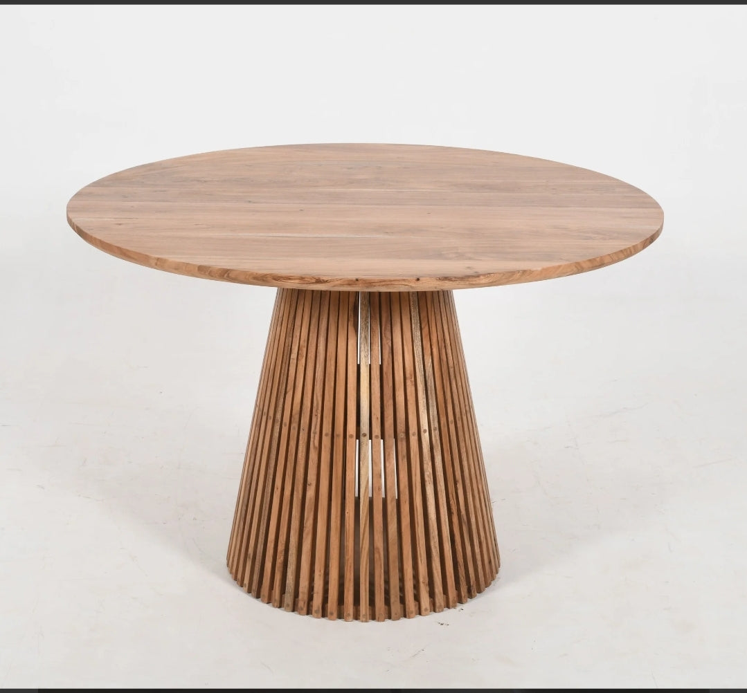 Round Solid Acacia Wood Dining Table japandi 120cm diameter