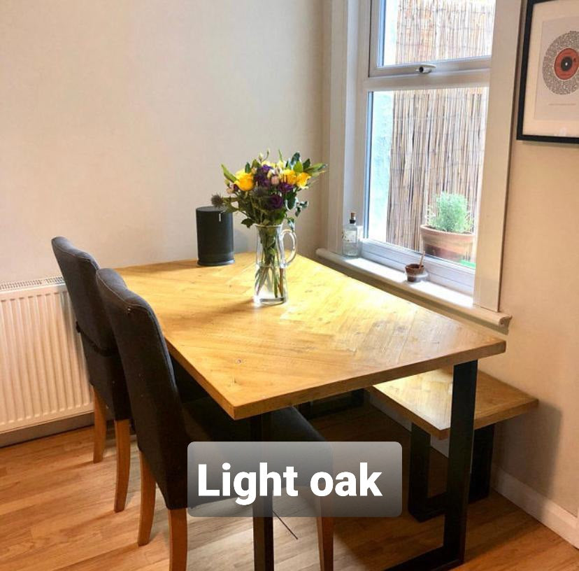 Herringbone dining table light oak
