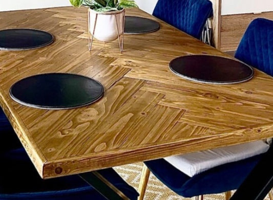 Herringbone dining table dark oak