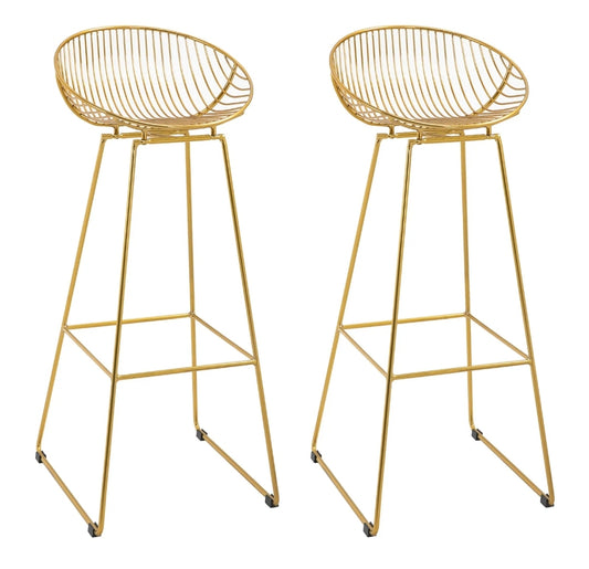 Industrial bar stools gold wire design set of 2