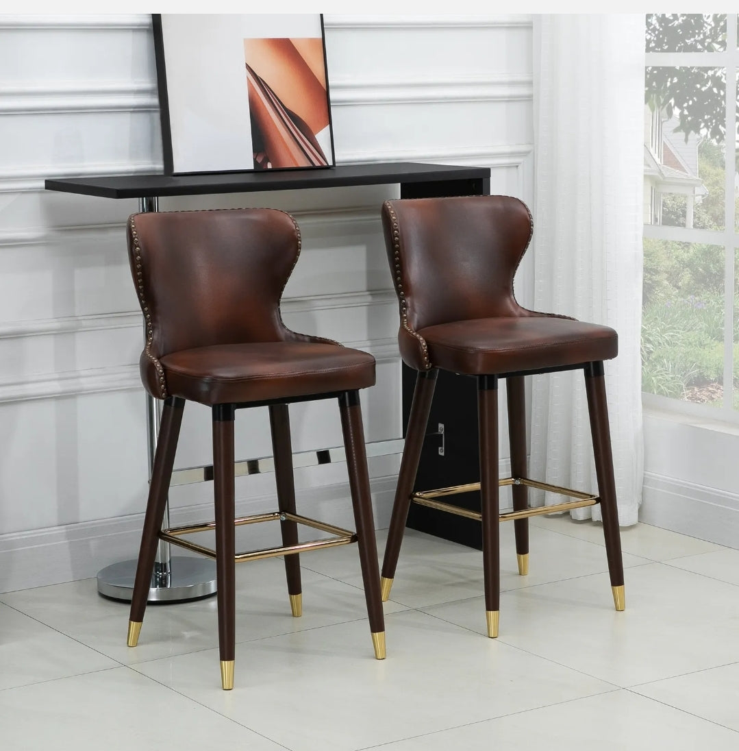 Pu leather bar stools set of 2