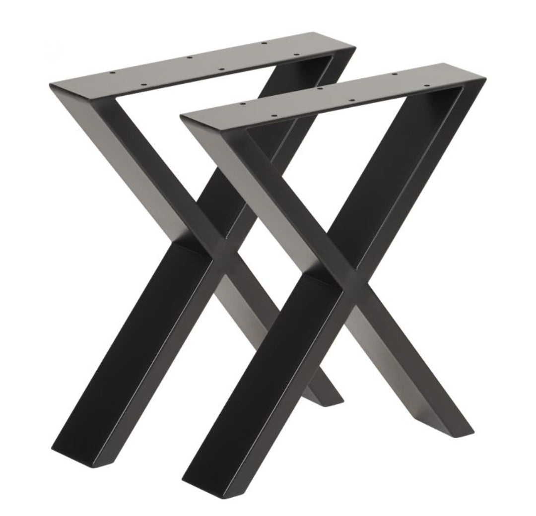 Herringbone style desk with X shape legs